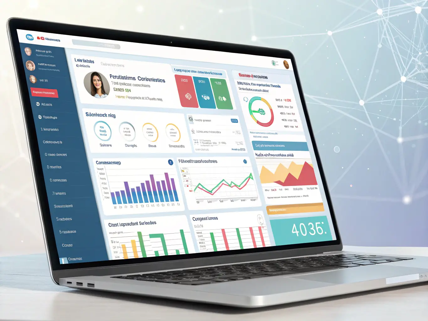 A visually appealing image of a CRM dashboard, highlighting Apex Innovators' proficiency in CRM implementation.