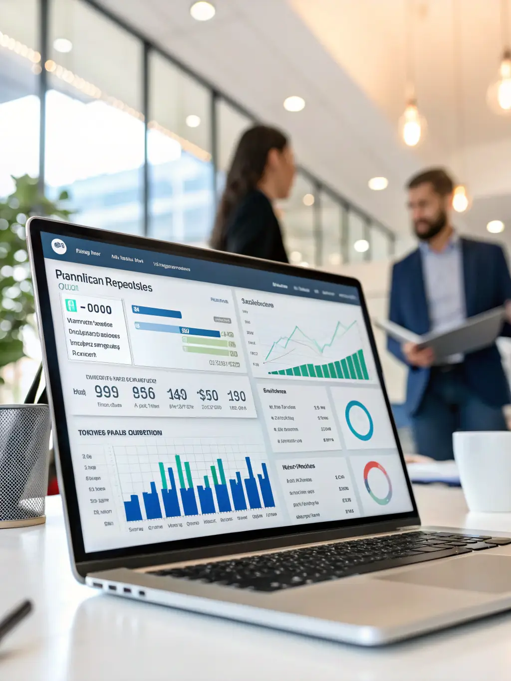 A professional image of a CRM dashboard displaying customer data, illustrating Apex Innovators' CRM implementation services.
